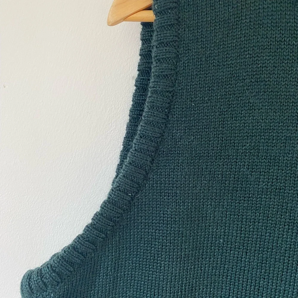 Woolovers | Long Forest Green Wool Waistcoat Sweater Vest | XL - Picture 4 of 10